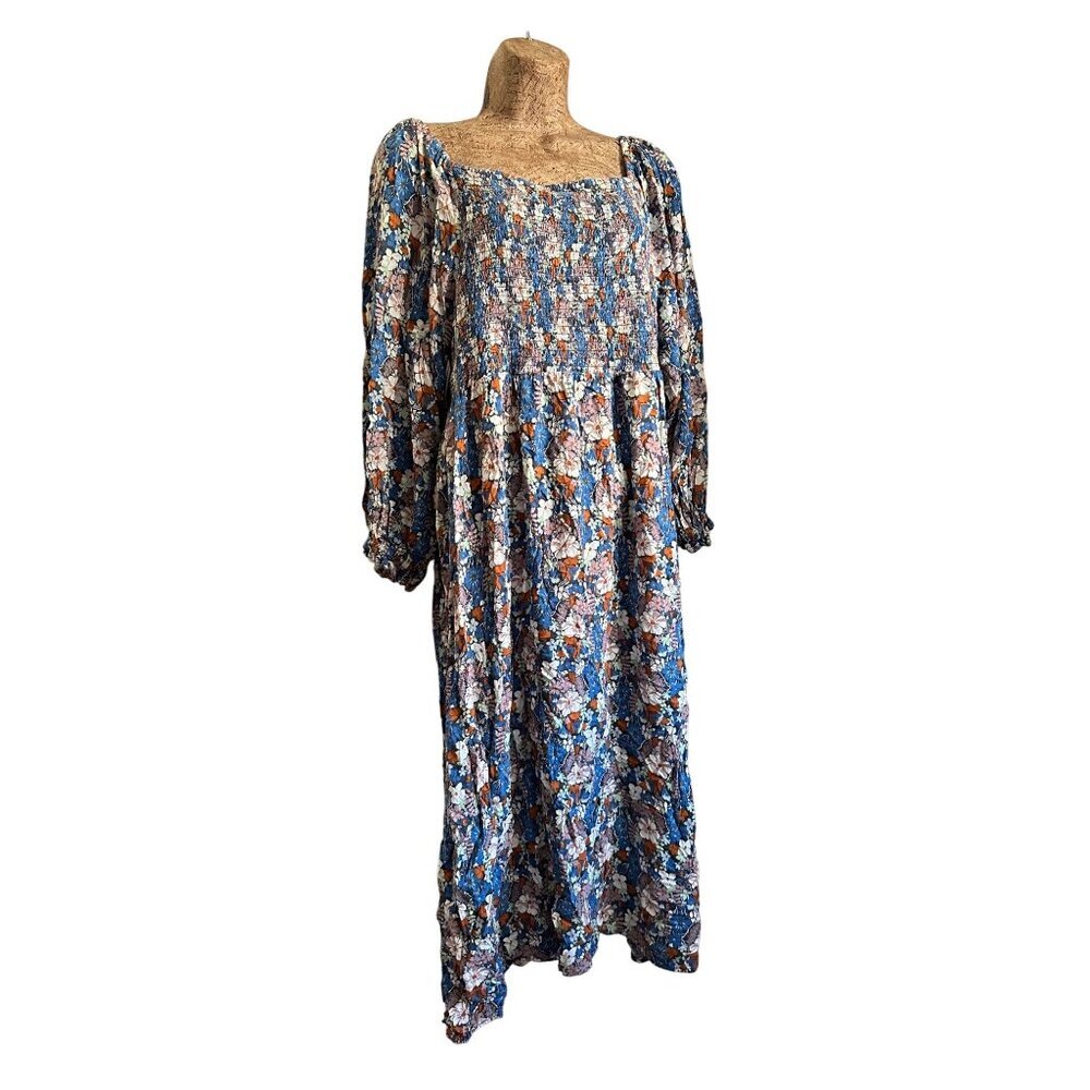 Floral Long Sleeve Midi Dress Women's Size XXL